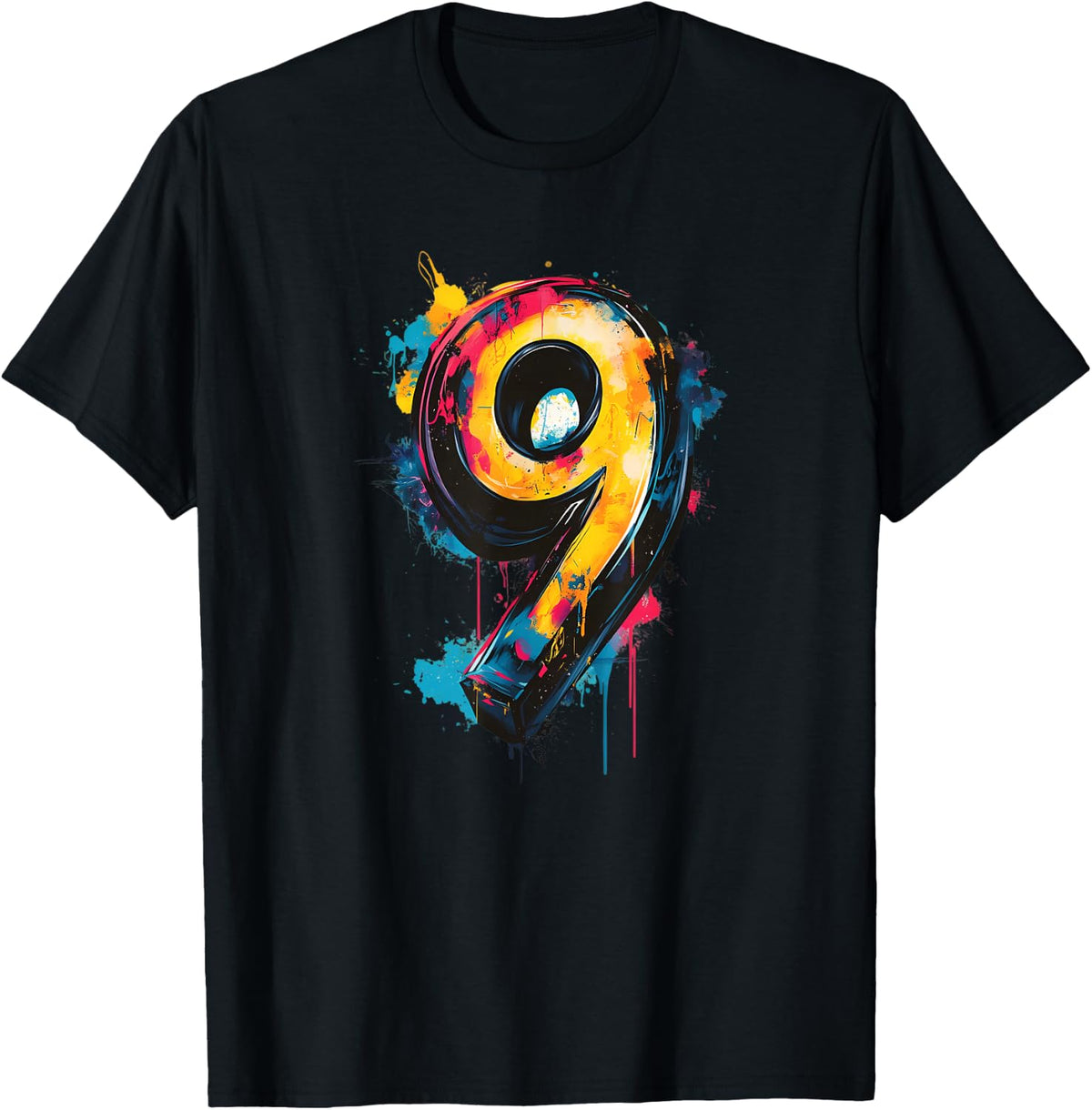 Number 9 9th Birthday Nine Year Old Boys Girls Graffiti T-Shirt