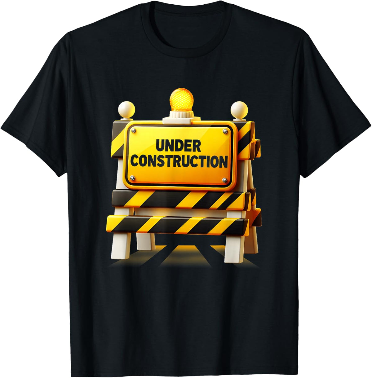 Luminous Yellow Construction Sign with Warning Light T-Shirt