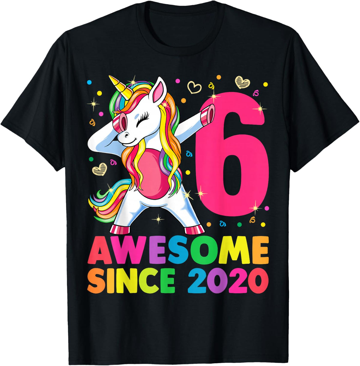 6 Years Old Unicorn Dabbing 6th Birthday Girl Unicorn Party T-Shirt