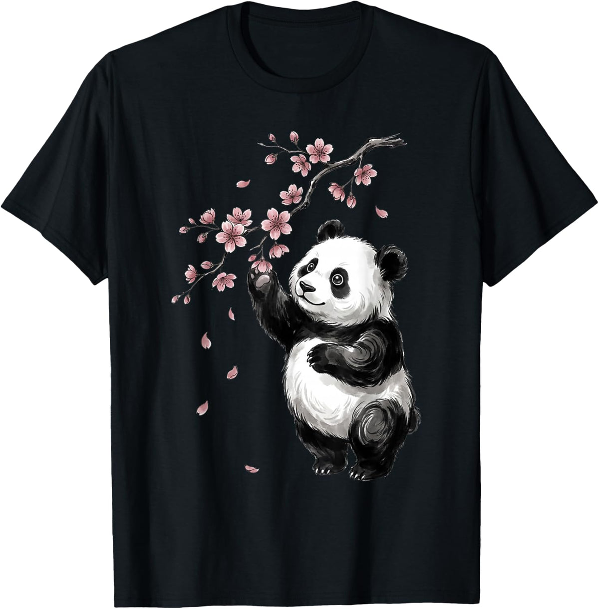 Panda Bear Sakura Cherry Blossom Japanese Art Graphic T-Shirt
