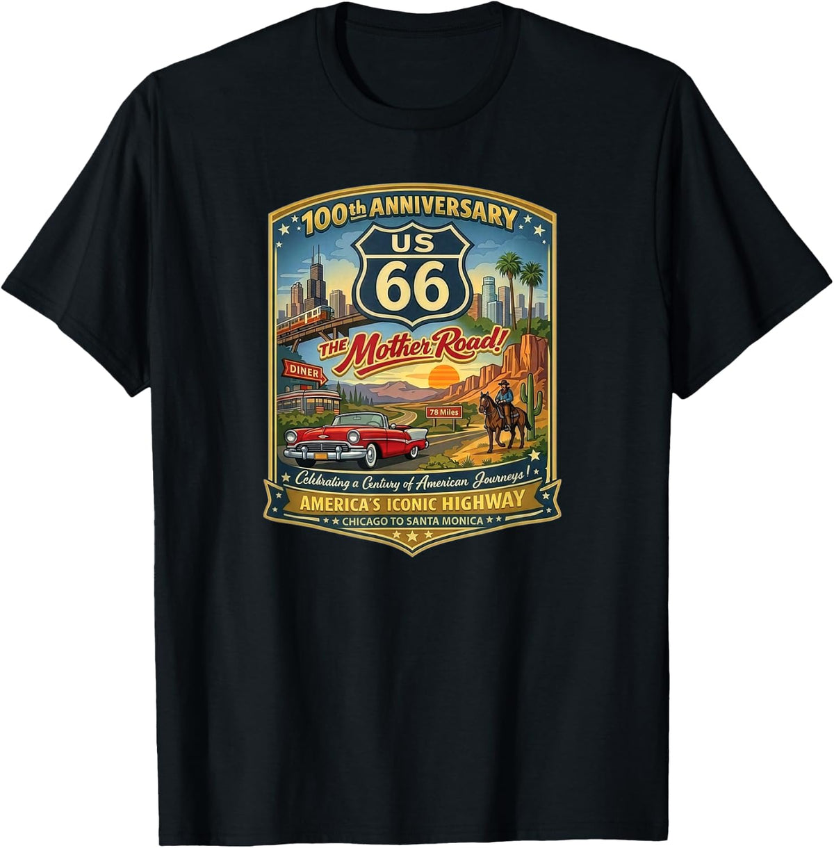 US HWY 66 100th Anniversary Centennial The Mother Road T-Shirt