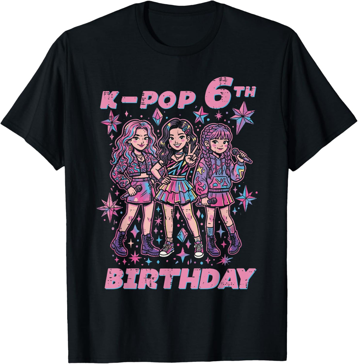 6th Birthday K-Pop Girls 6 Year Old Kpop Girls Kids Youth T-Shirt
