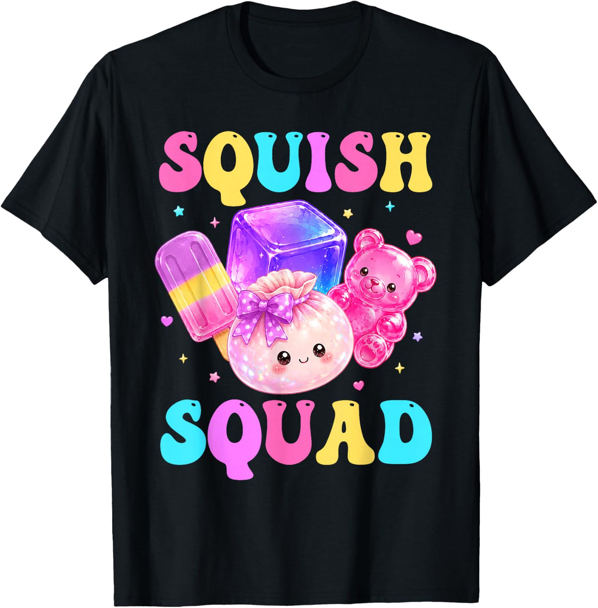 Squish Squad Kawaii Dumpling Rainbow Candy Girls Kids Youth T-Shirt