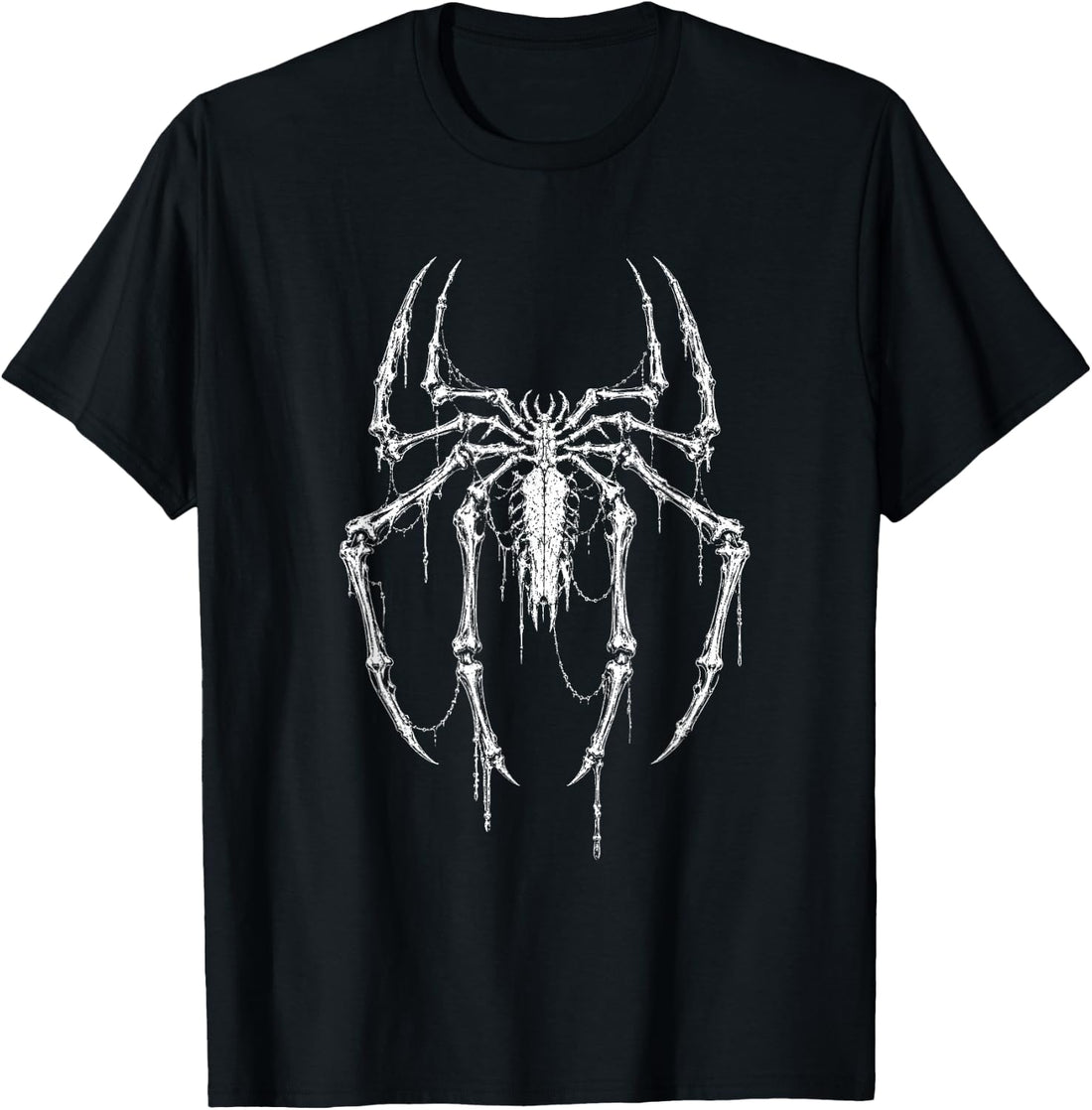Vintage Spider Skeleton Gothic Halloween Bone Art T-Shirt