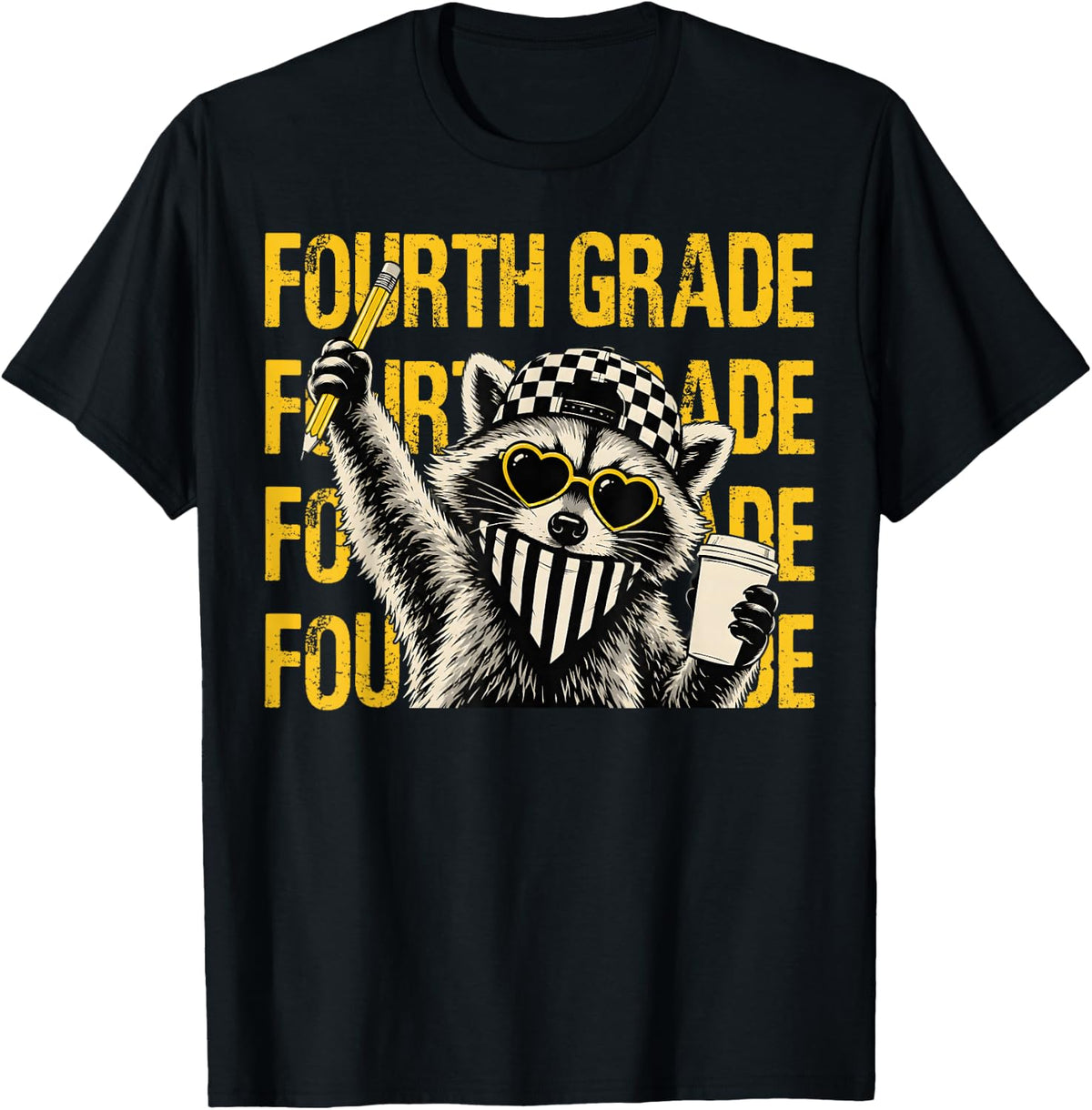 Funny Fourth Grade Teacher Feral Raccoon Back to School T-Shirt