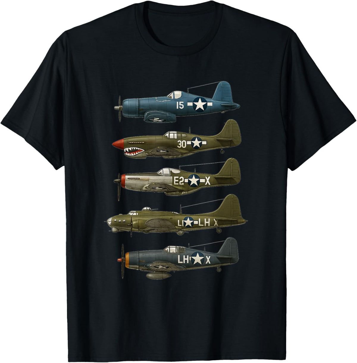 WW2 Warplanes F4U, P-51 Mustang, P-40 B17 Gift T-Shirt