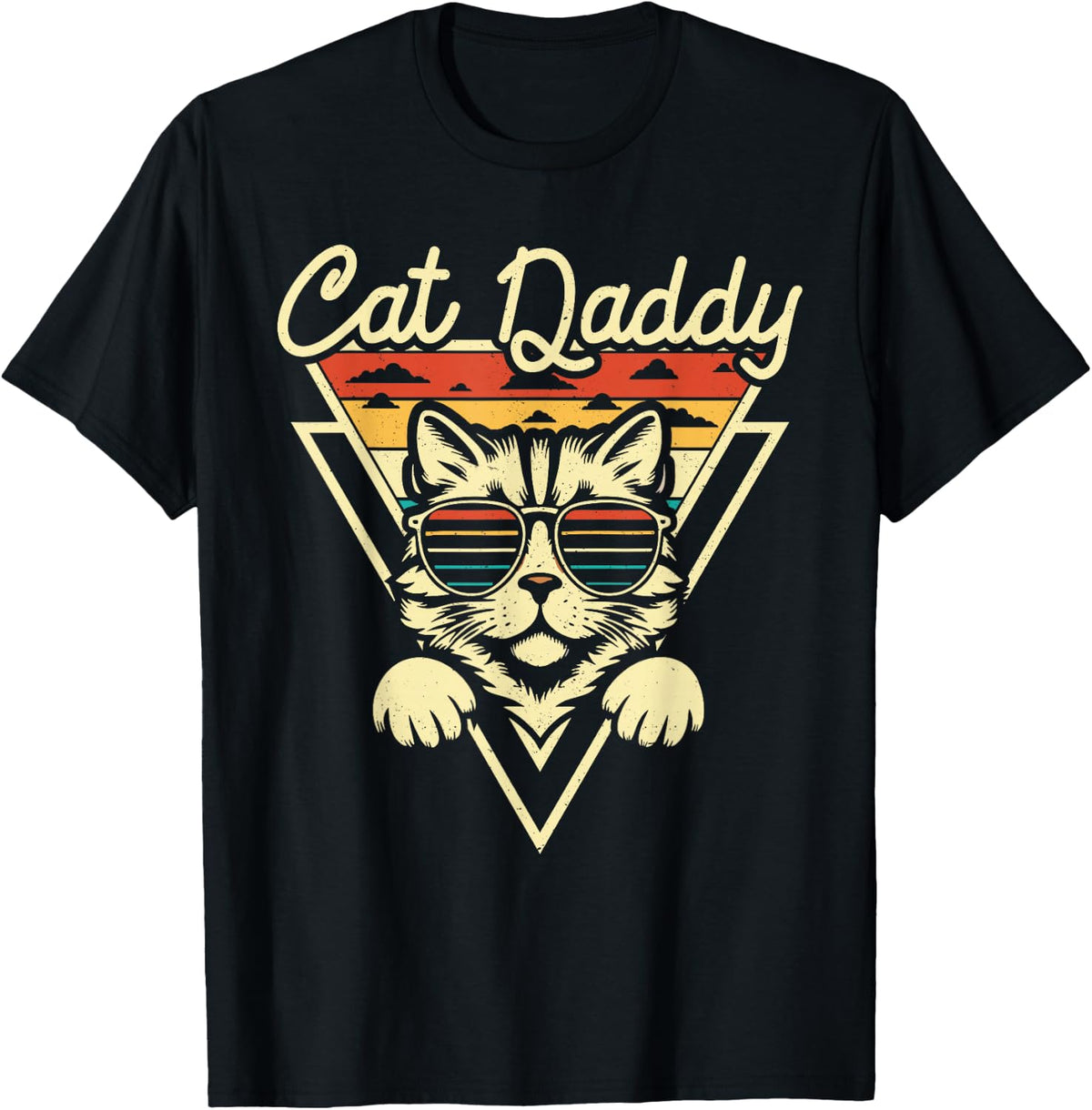 Cat Daddy Retro Sunglasses Cat Fur Dad Papa Vintage Cat Dad T-Shirt