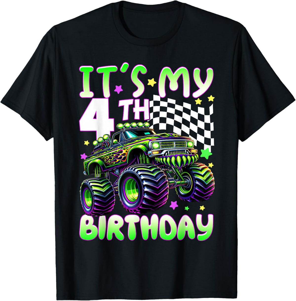 It's My 4th Birthday Boy Monster Truck 4 Year Old Bday Kids T-Shirt