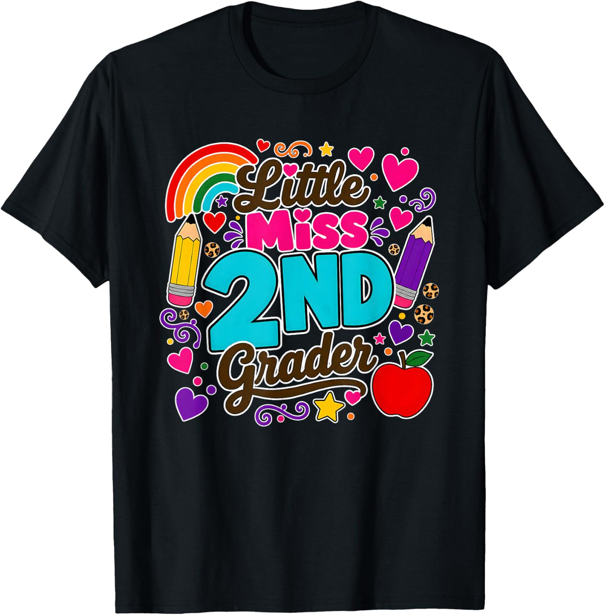 Little Miss 2nd Grade Rainbow First Day of School T-Shirt