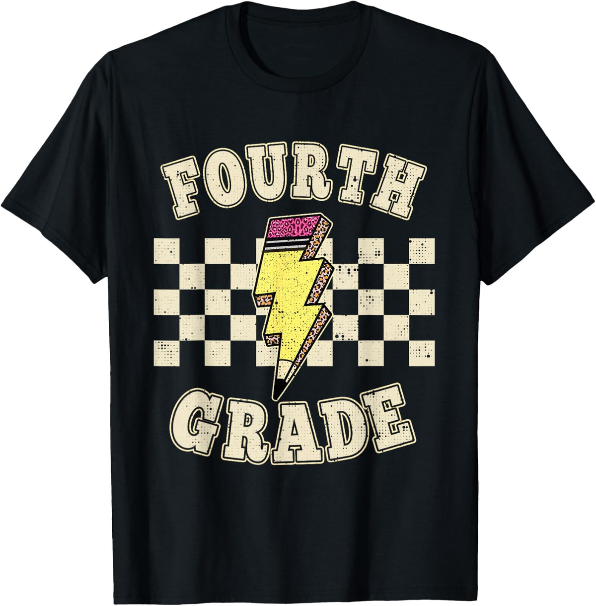Fourth Grade Lighting Bolt Pencil Retro 4th Grade Teacher T-Shirt