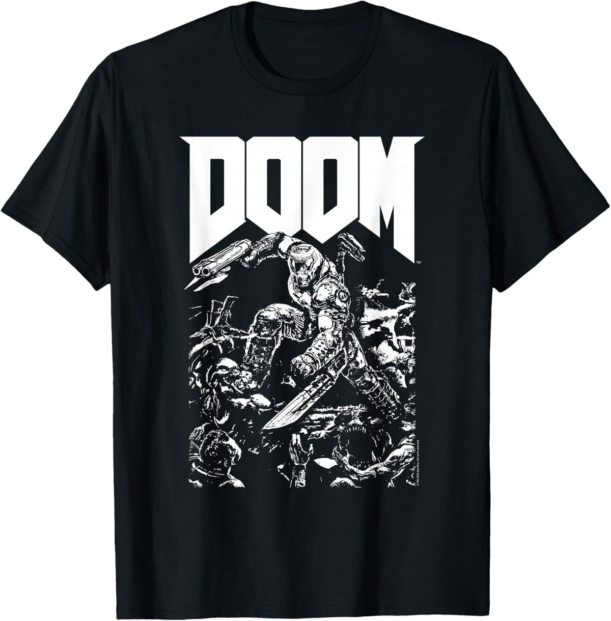 Doom Baron Pixelated Character with Logo Video Game T-Shirt