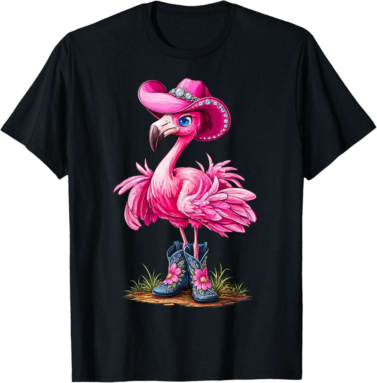 Pink Flamingo Tropical Bird Western Country Cowgirl Boots T-Shirt