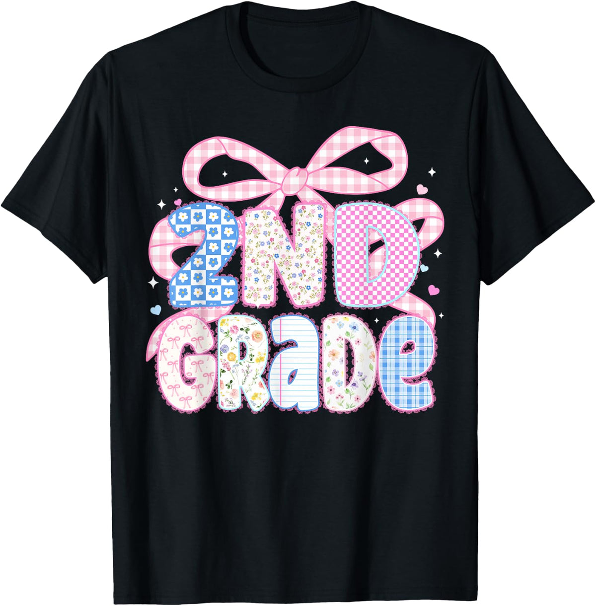 Preppy 2nd Grade Teacher 2nd Grade Floral Coquette Bow T-Shirt