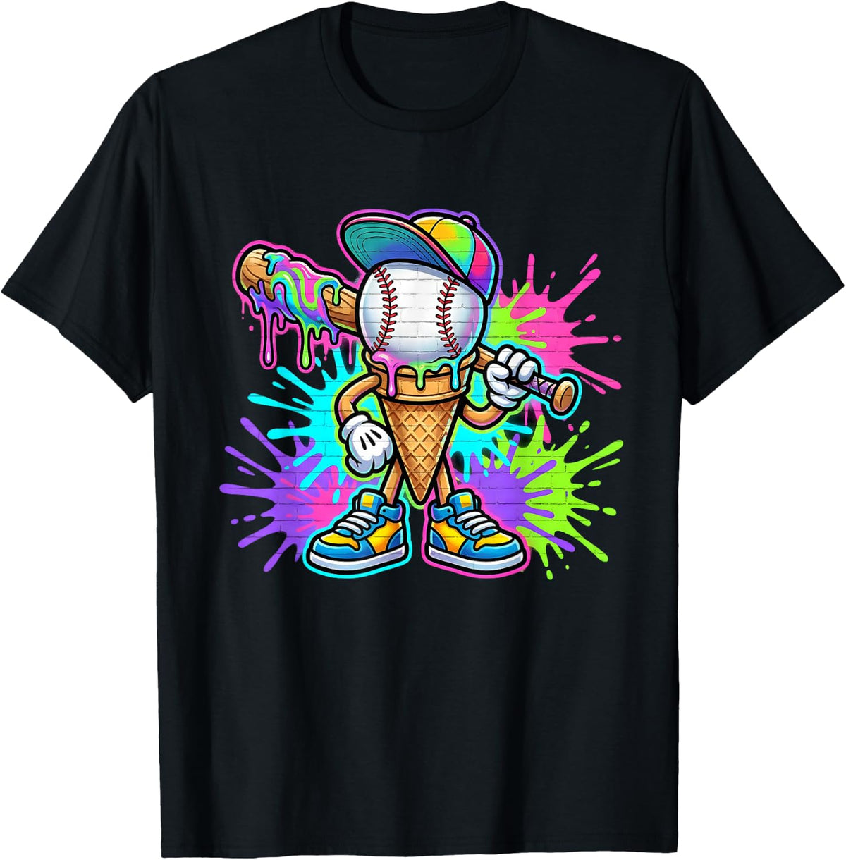Baseball Boys Clothes Ice Cream Drip T-Shirt Tee for Kids Funny Baseball Stuff