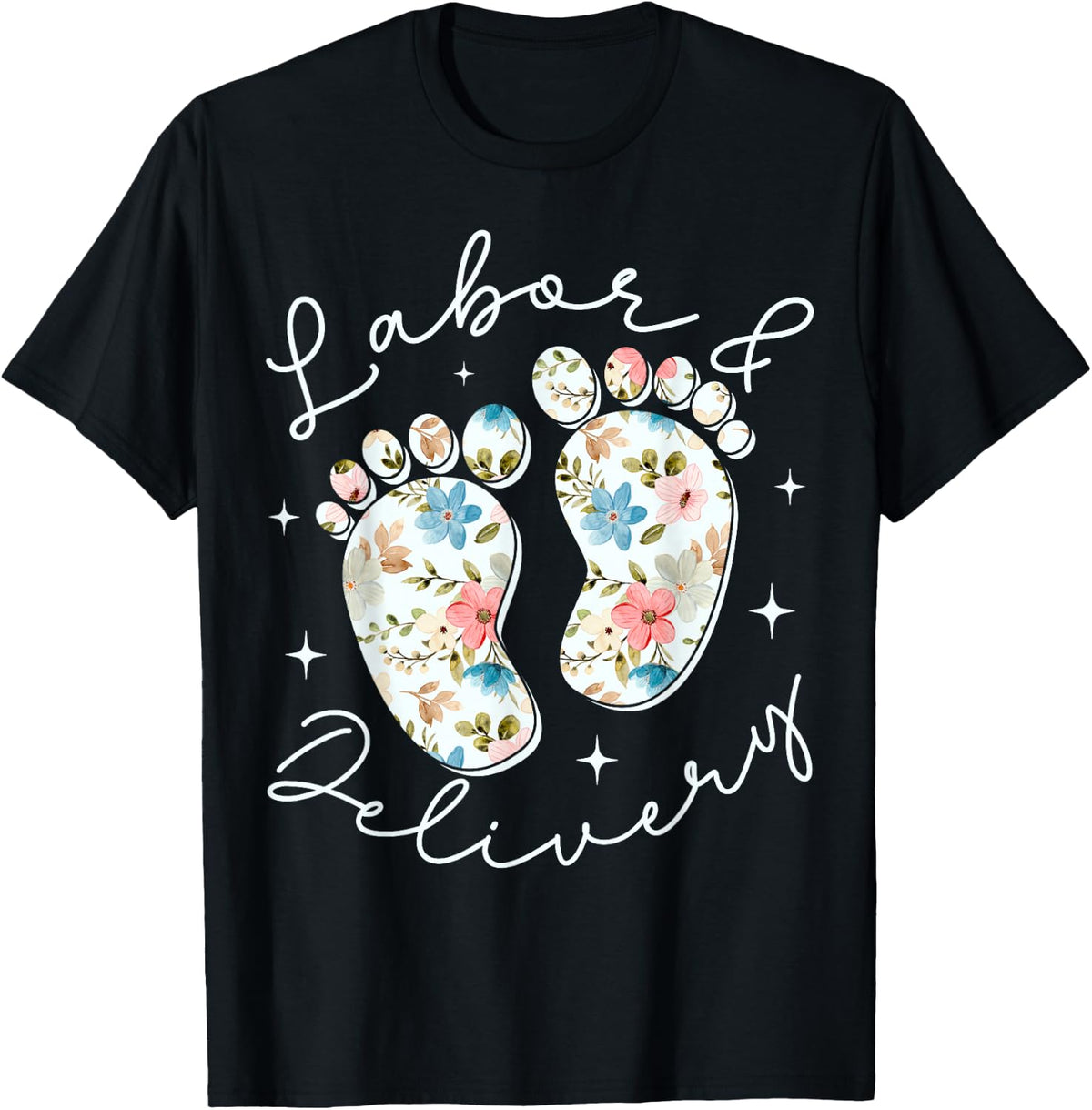 Retro Wildflowers Labor and Delivery Nurse Back to School T-Shirt