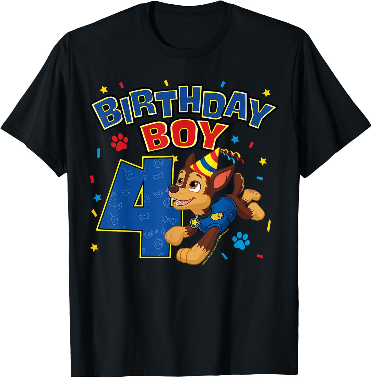 Official Paw Patrol Birthday Boy Chase Football Age 4 T-Shirt
