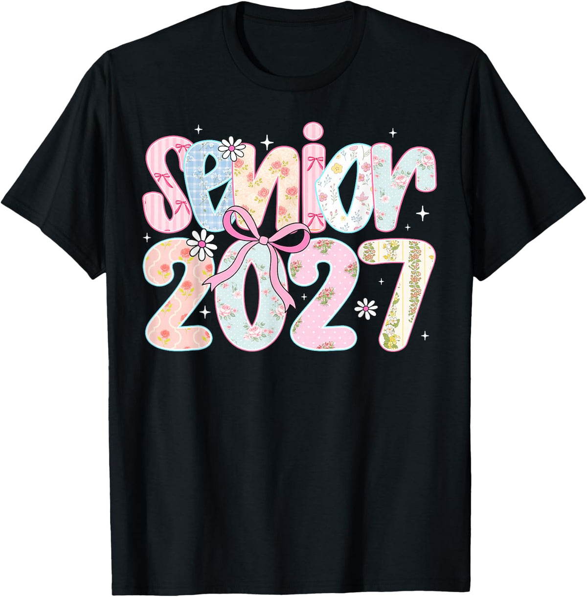 Senior 2027 Coquette Floral Last Day Graduation Women Girl T-Shirt