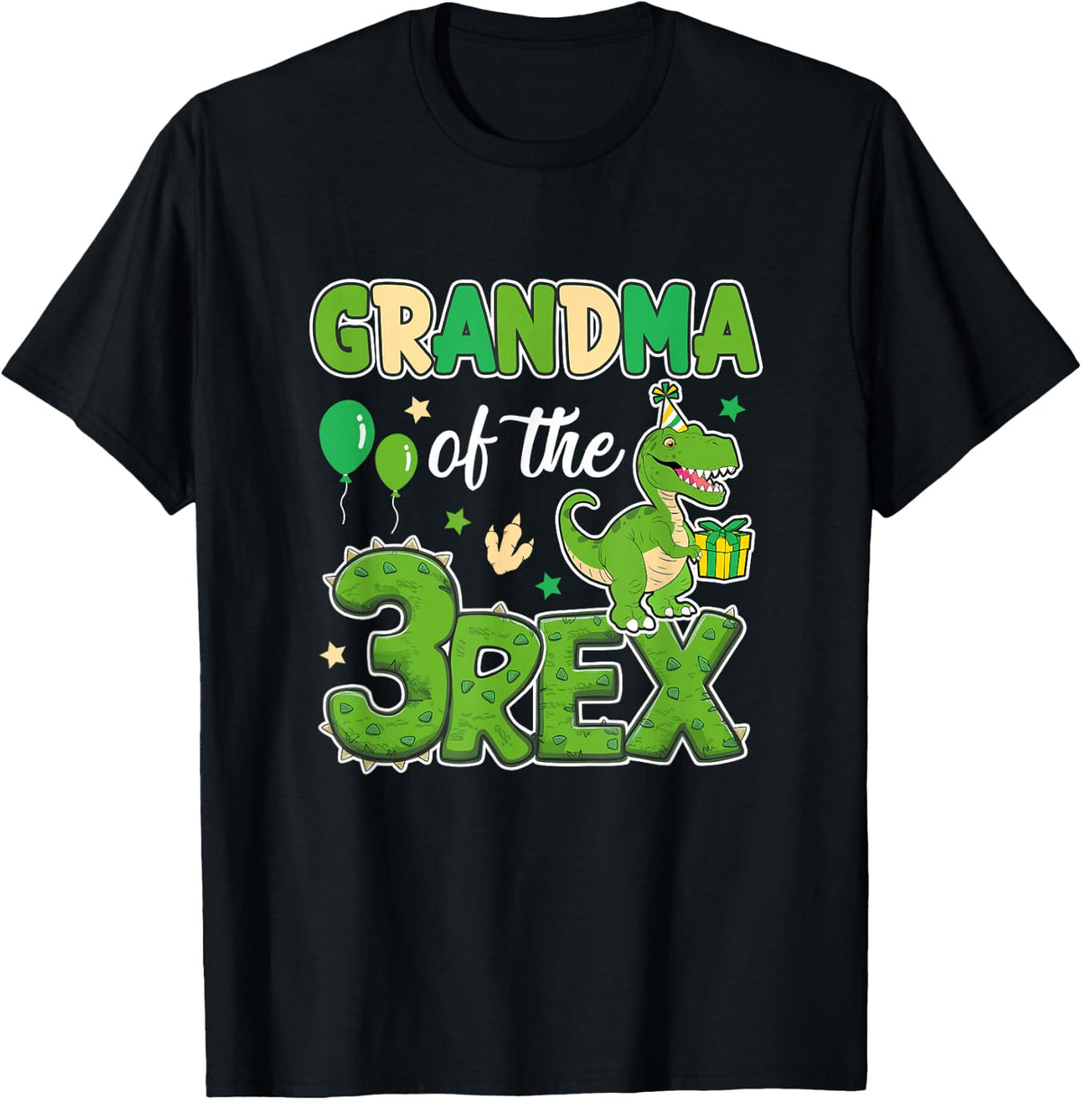 Grandma of The Three Rex Birthday Dinosaur Family Matching T-Shirt