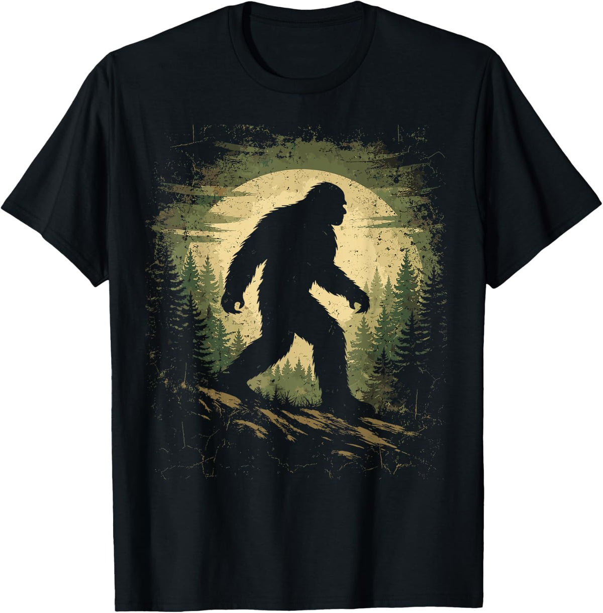Bigfoot Sasquatch Vintage Forest Cryptid Believer Moon Men T-Shirt