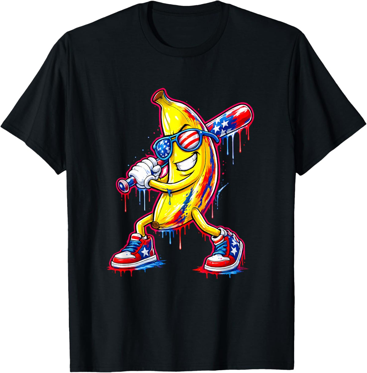 Funny Baseball Drip 4th of July Ice Cream Boys Kids Youth T-Shirt