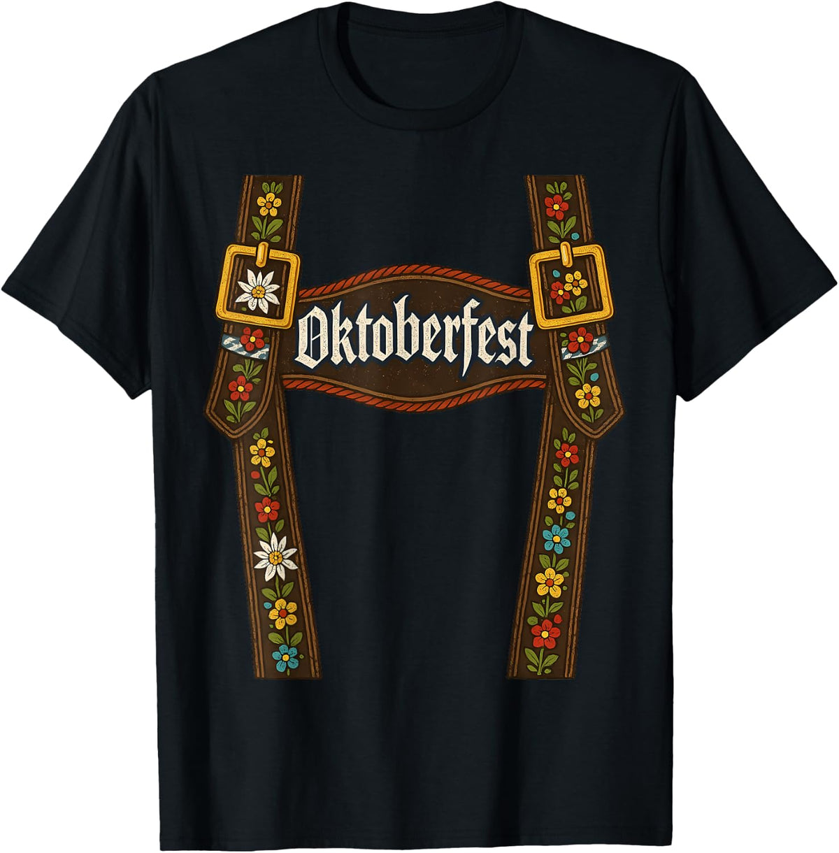 Oktoberfest Lederhosen Suspenders Vintage Graphic Tee T-Shirt