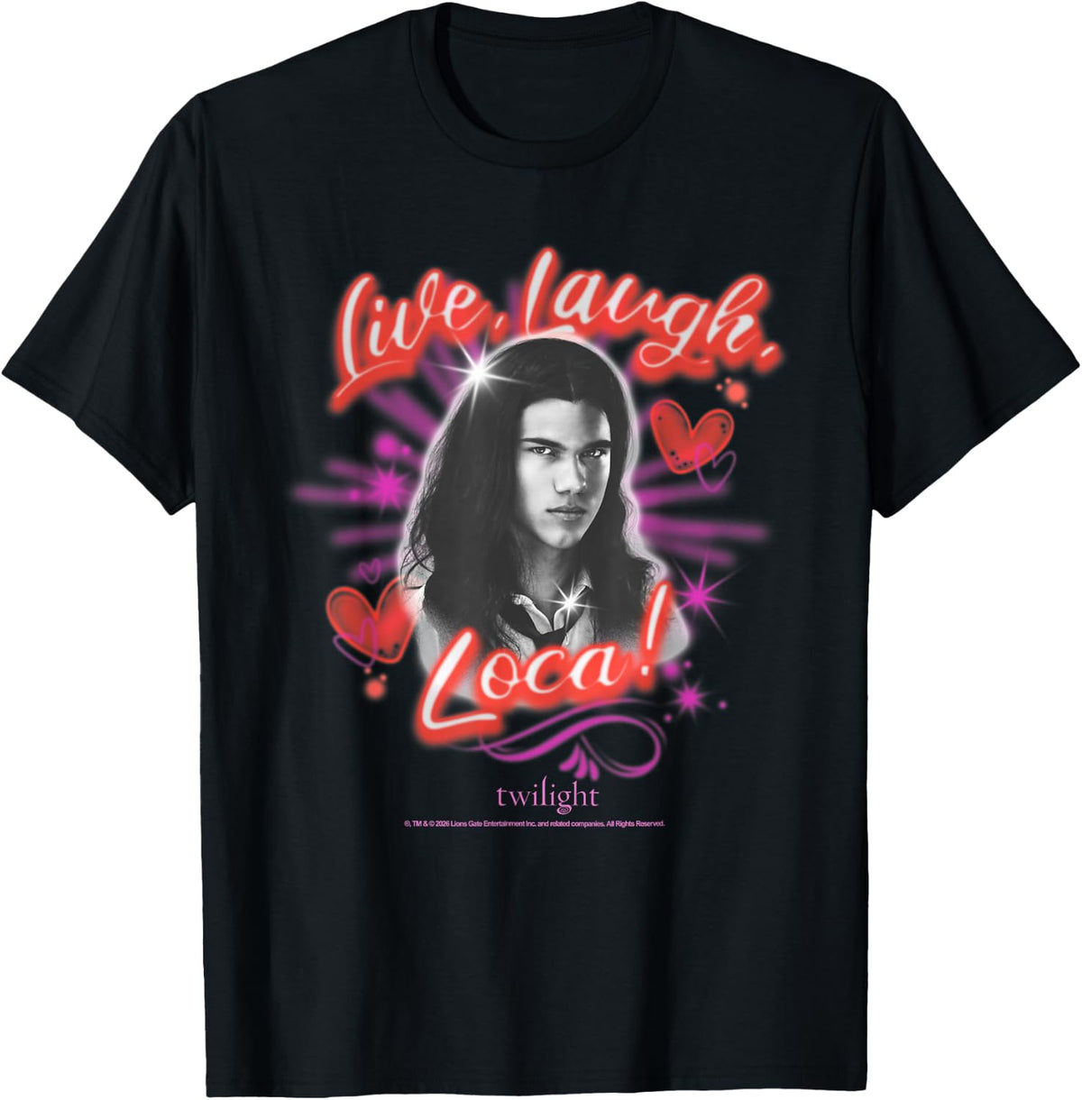 Twilight Live Laugh Loca Funny Jacob Airbrush Design Movie T-Shirt