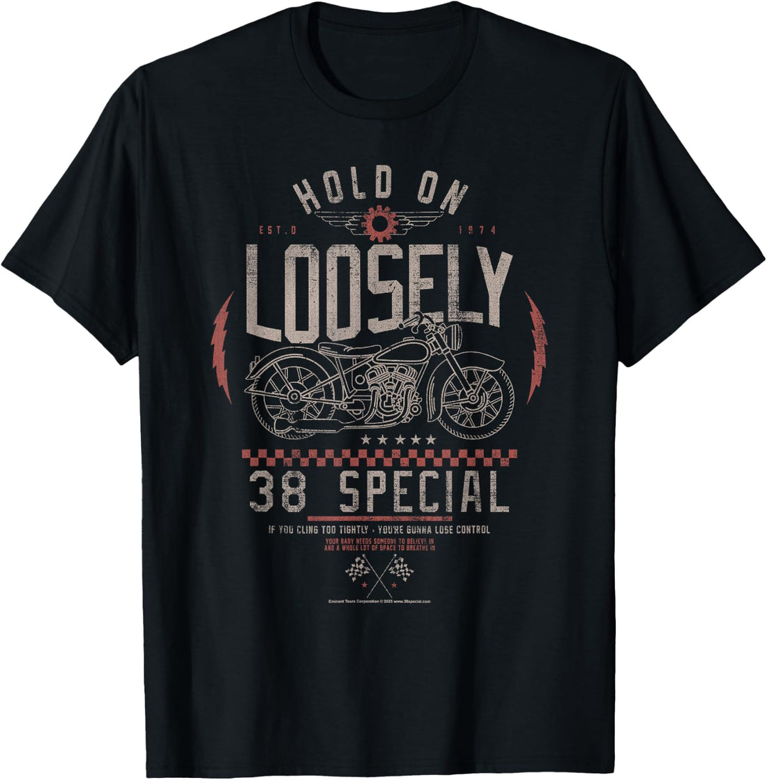 38 Special Hold On Loosely Est. 1974 Vintage Motorcycle Logo T-Shirt