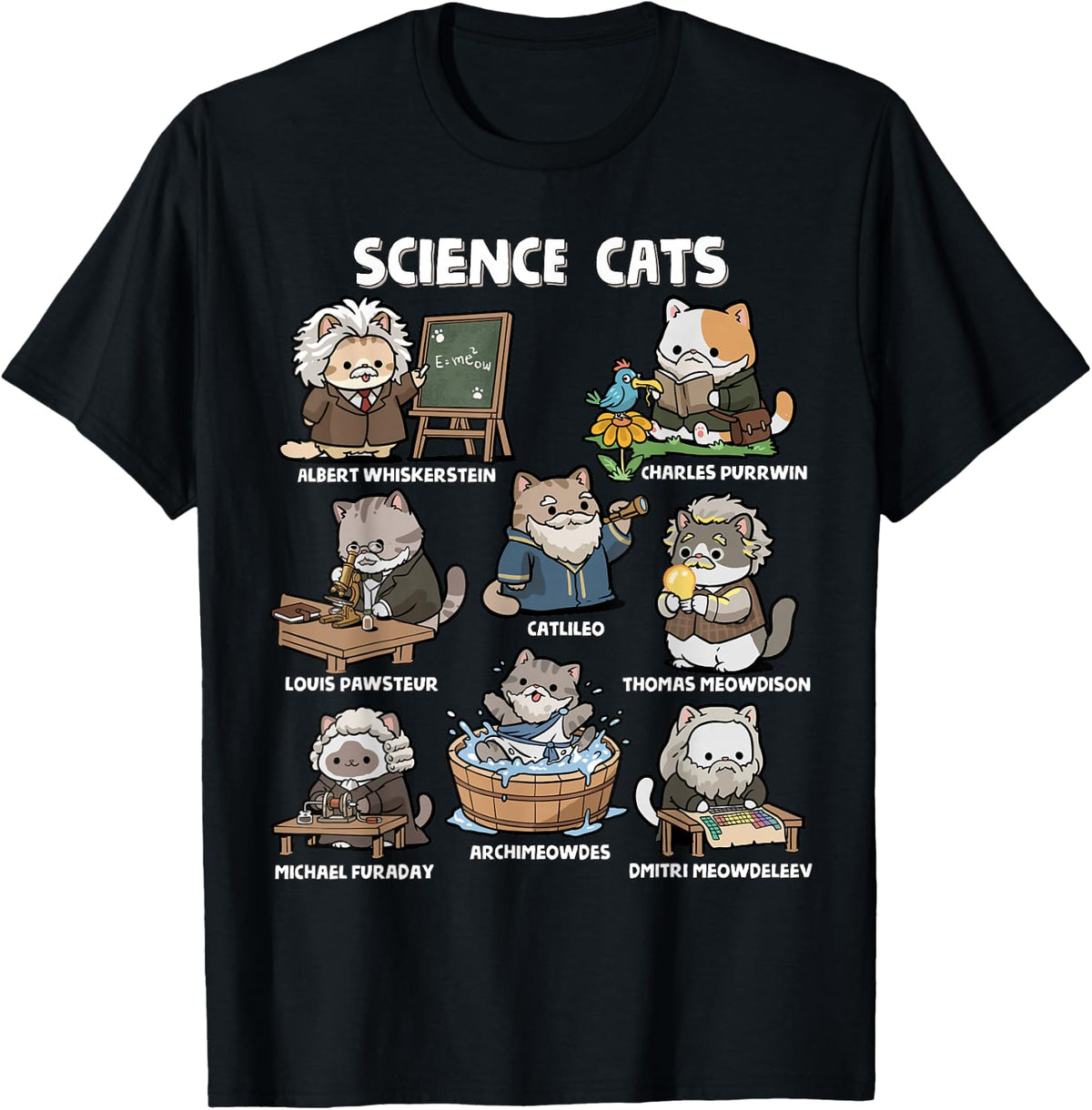 Science Cats Funny Scientist Pun Cat Lover Math Teacher T-Shirt