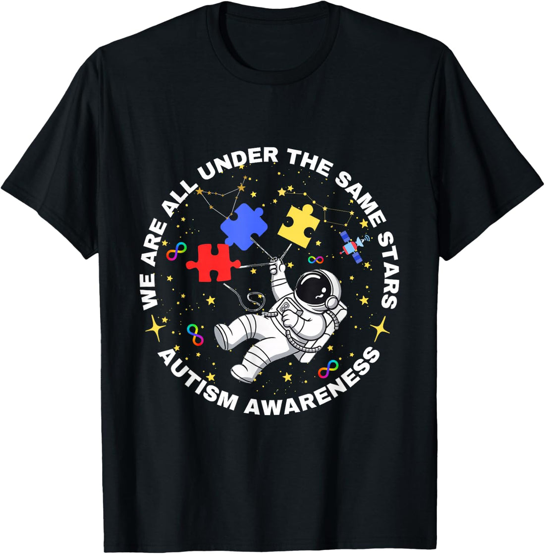 Autism We are All Under The Same Stars Space Astronaut T-Shirt