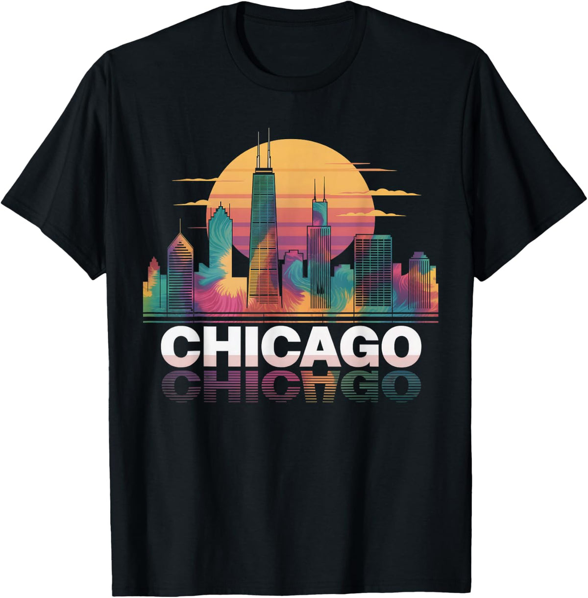 I Love Chicago Skyline Chicago City Tie Dye Souvenir Chicago T-Shirt