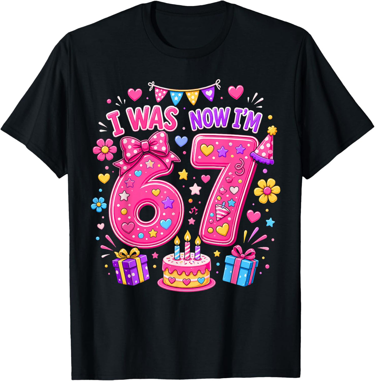 7th Birthday Girls I was 6 Now I'm 7 Girl Turning 7 Birthday T-Shirt