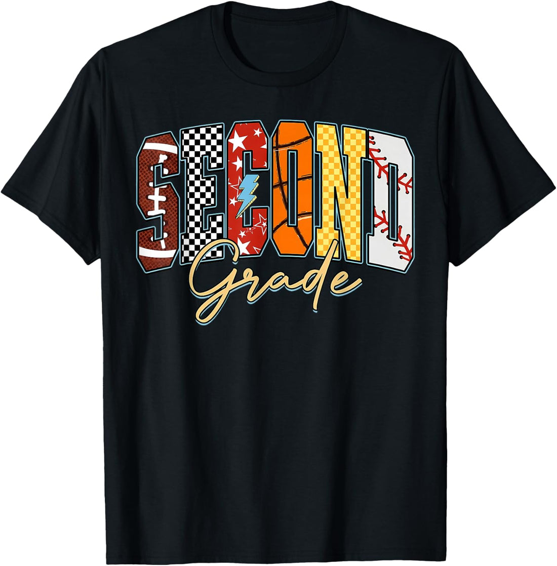 Back to School Football Baseball Basketball Second Grade T-Shirt