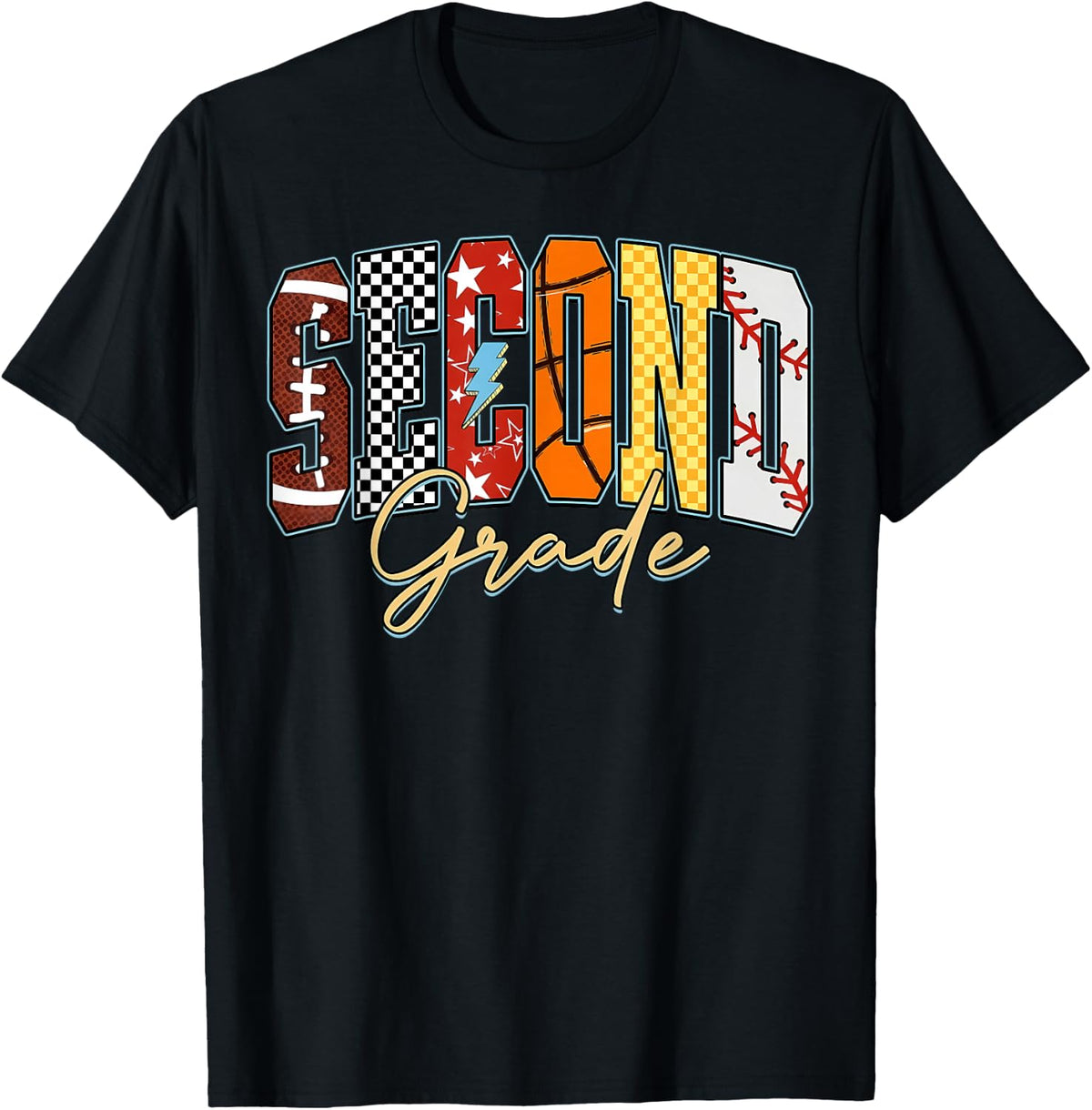 Back to School Football Baseball Basketball Second Grade T-Shirt