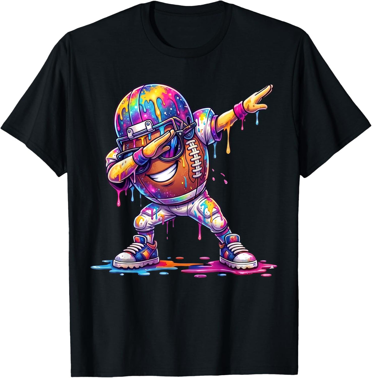 Dabbing Football Drip Boys Ice Cream Drip Funny Football T-Shirt