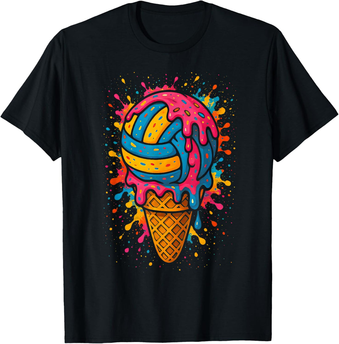 Volleyball Drip Ice Cream Dripping Volleyball Player T-Shirt