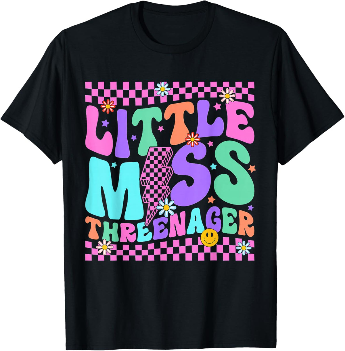 Funny Threenager Happy 3rd Bday Party Gifts 3 Years Old Girl T-Shirt