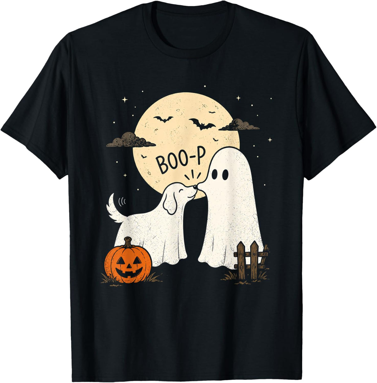 Retro Boo Boo-p Dog Ghost Funny Halloween Dog Lovers Dog T-Shirt