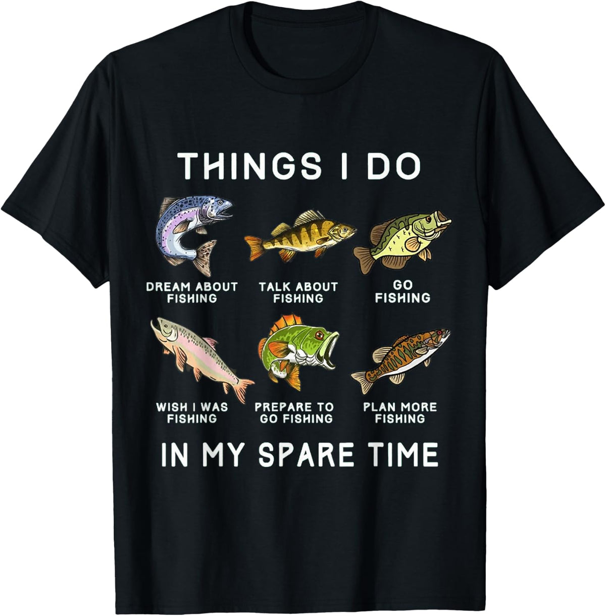 Things I Do in My Spare Time Fishing Boys Men Bass Fishing T-Shirt
