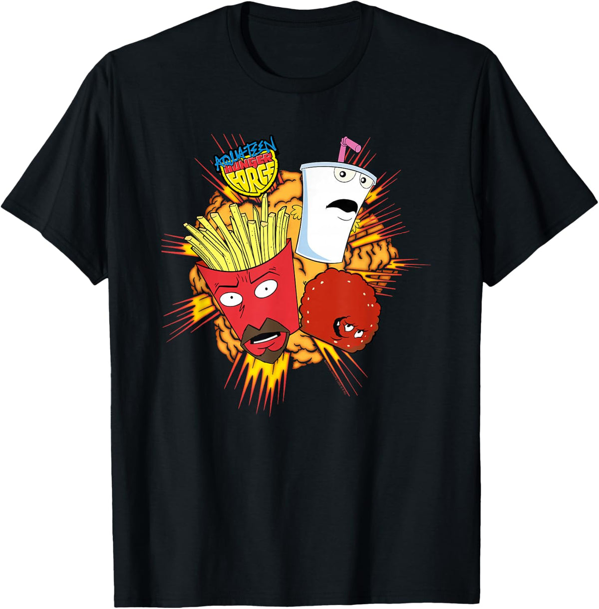 ATHF Frylock Shake Meatwad Explosion Funny Cartoon T-Shirt