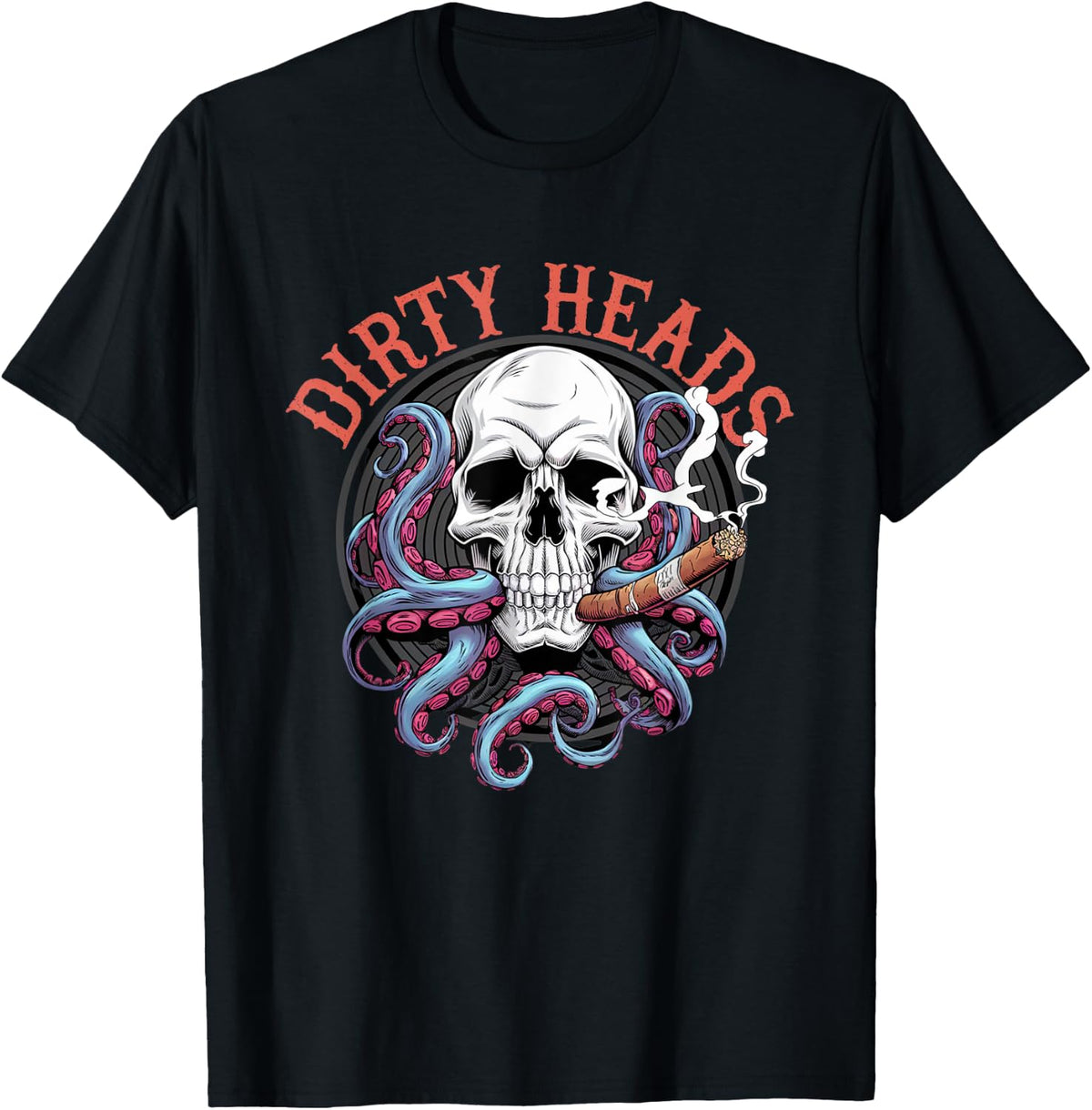 Dirty Heads Skull Smoking Cigar Octopus T-Shirt