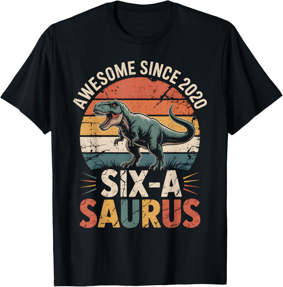 6 Year Old Dinosaur 6th Birthday Gift Trex Dino Six Saurus T-Shirt