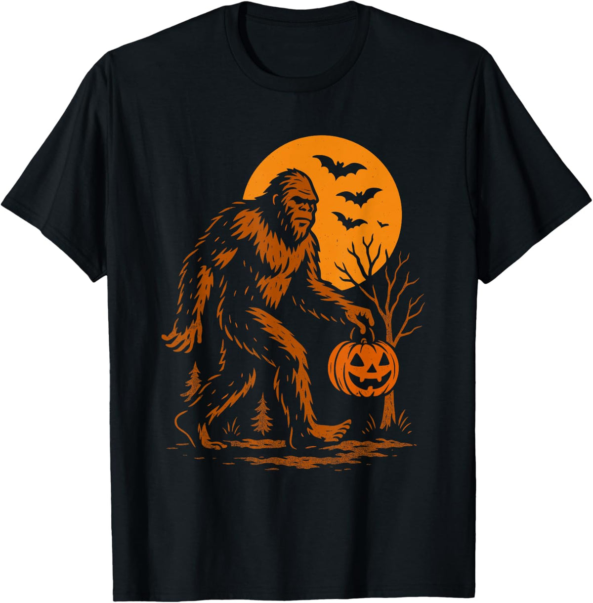 Bigfoot Halloween Sasquatch Jack O Lantern T-Shirt