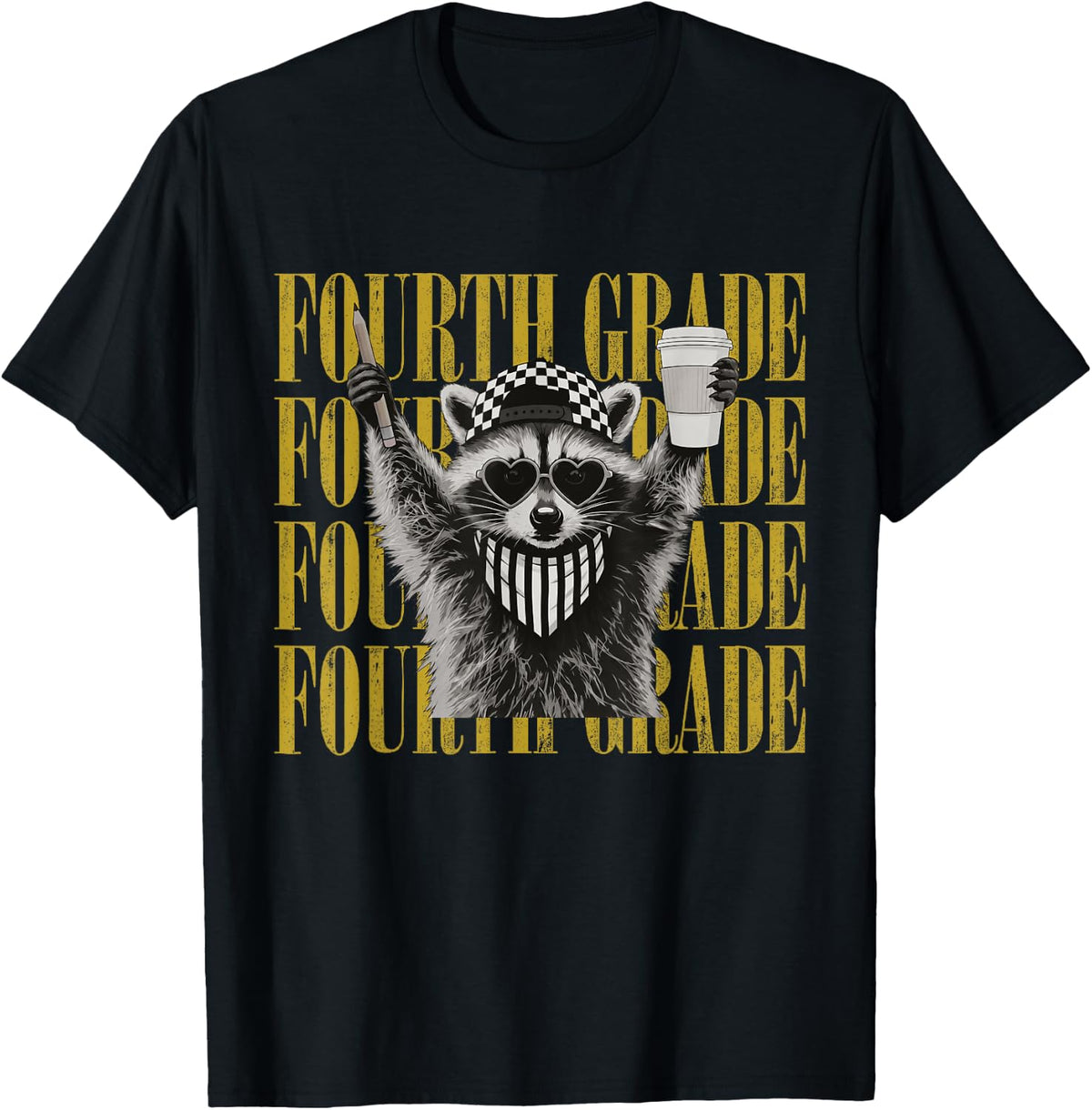 Funny Fourth Grade Teacher Feral Raccoon Back to School T-Shirt