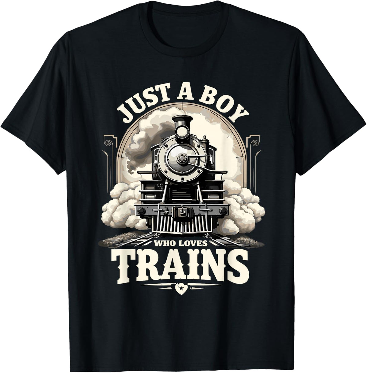 Just a Boy Who Loves Trains Vintage Steam Train T-Shirt