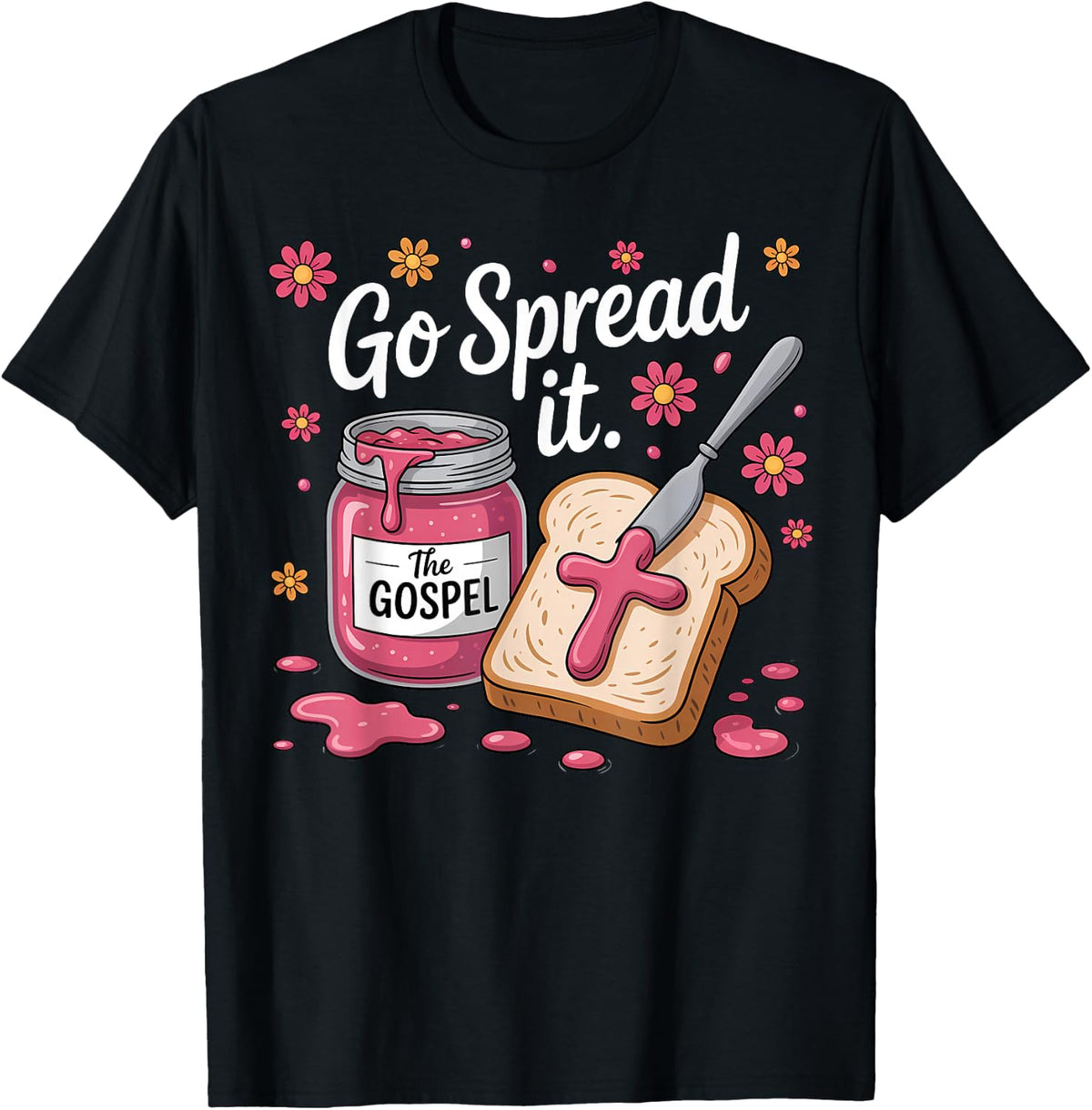 The Gospel Go Spread It Christian Floral T-Shirt