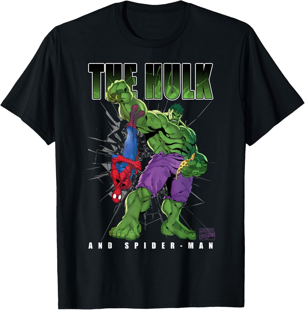 Marvel Comics Hulk and Spider-Man Pizza Smash Duo T-Shirt