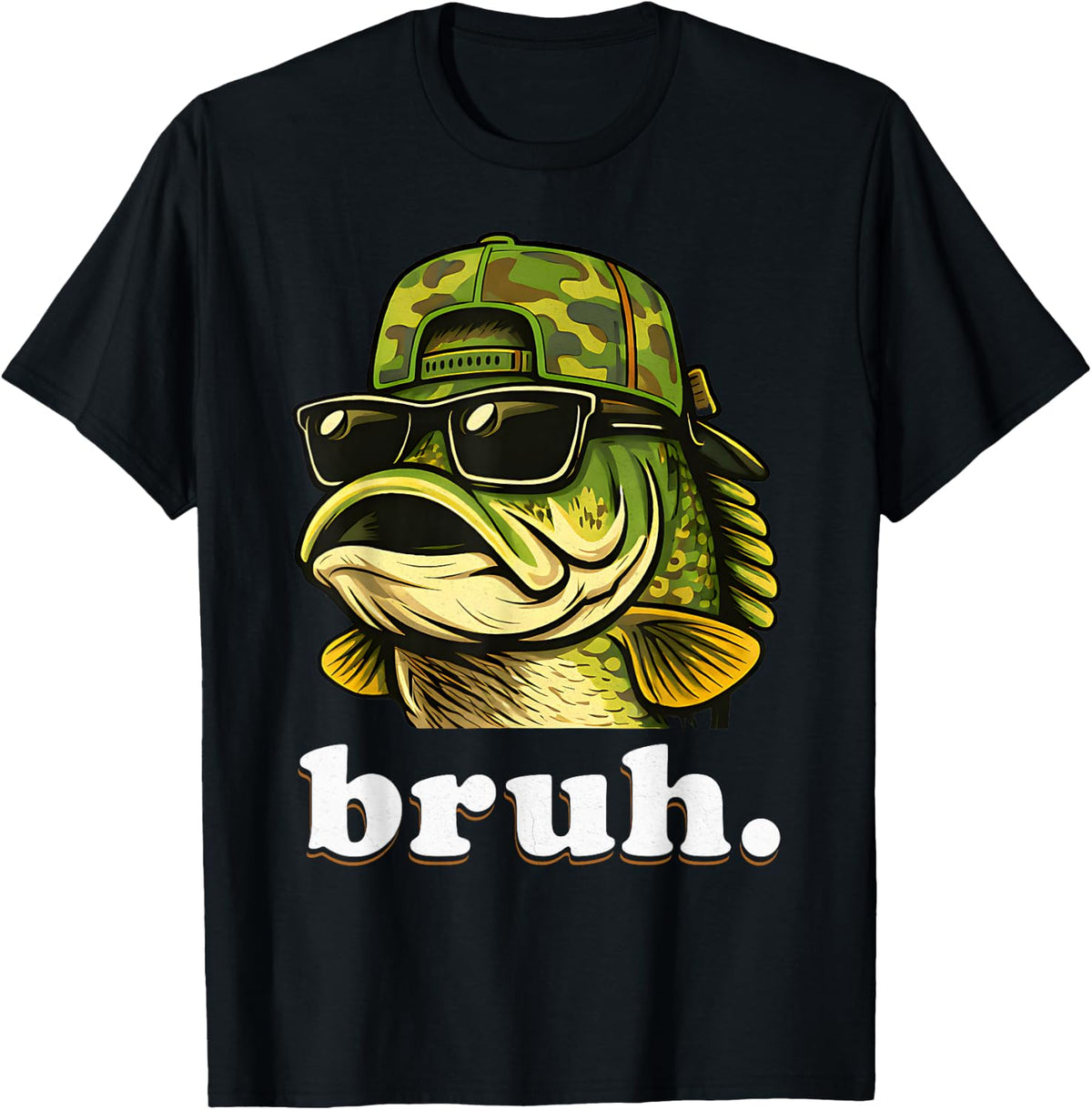 Bruh Fishing Camo Bass Fish Funny Boys Kids Camouflage T-Shirt
