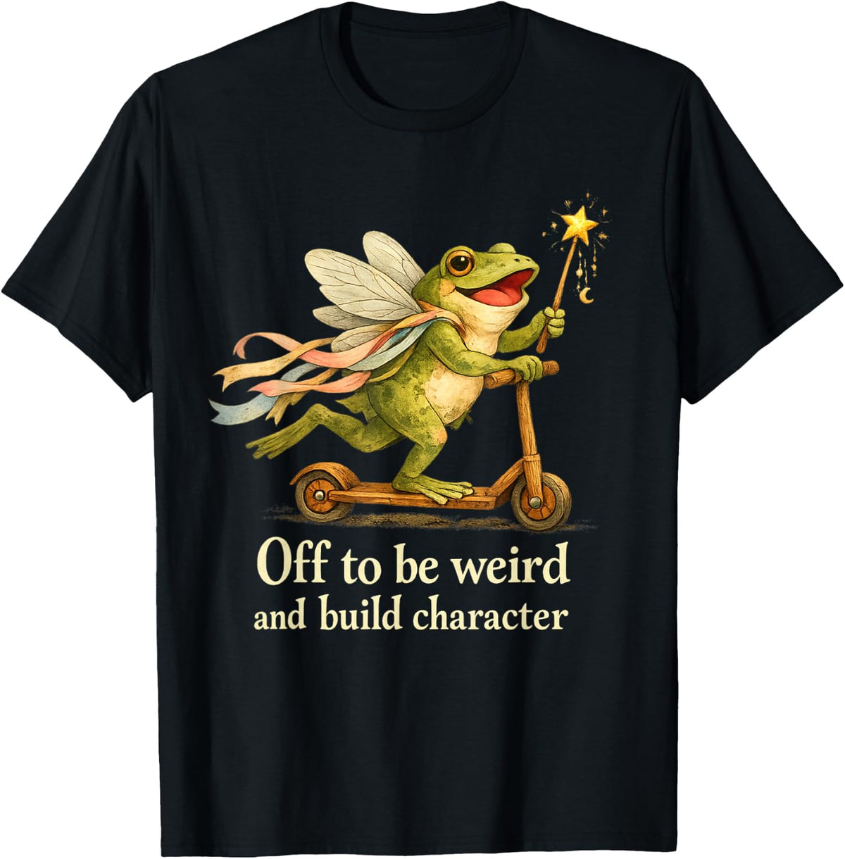 Off to Be Weird and Build Character Funny Fairy Frog Scooter T-Shirt
