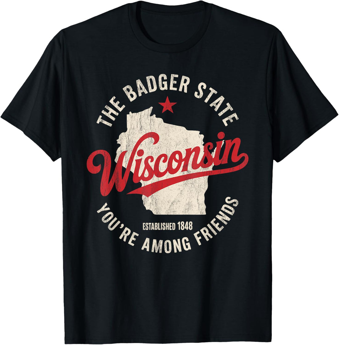 Wisconsin Badger State Retro Star Men Women Kids Boys Girls T-Shirt