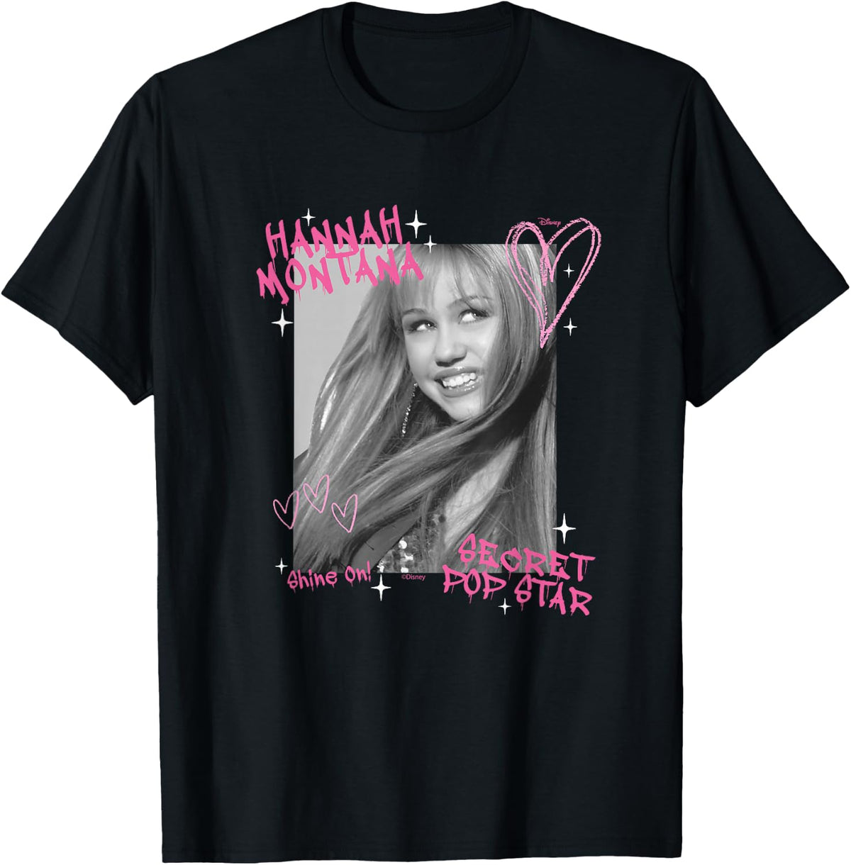 Disney Hannah Montana Secret Pop Star Photo Shine On T-Shirt